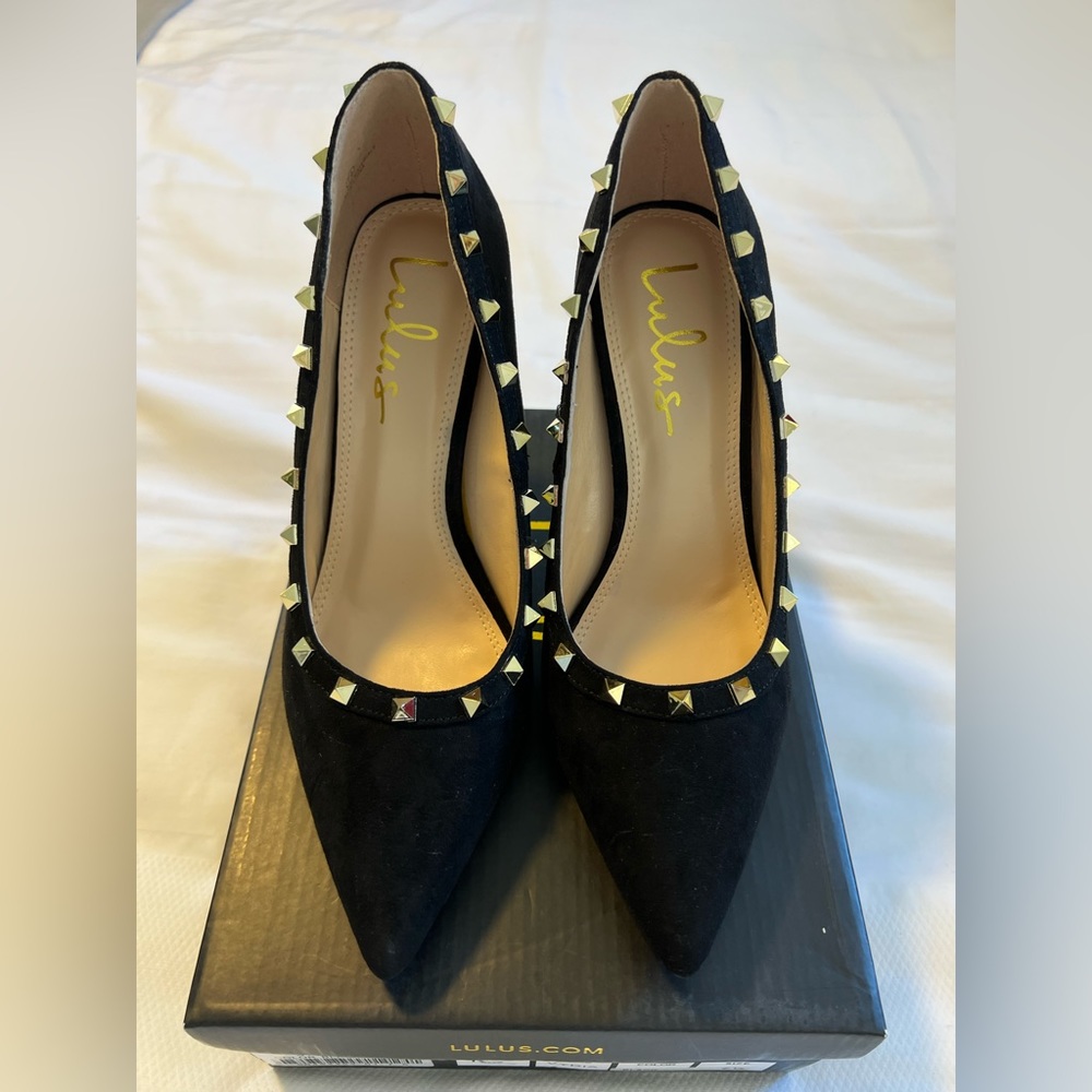 Black Heels with Gold Stud details Size 7.5